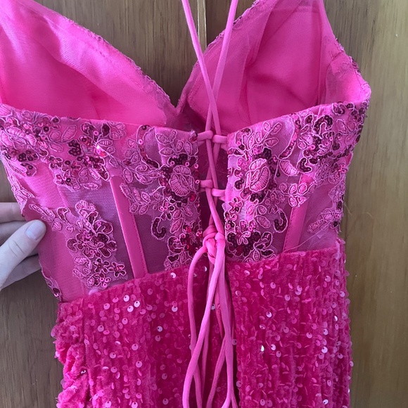 Pink Corset Prom Dress - Picture 4 of 7